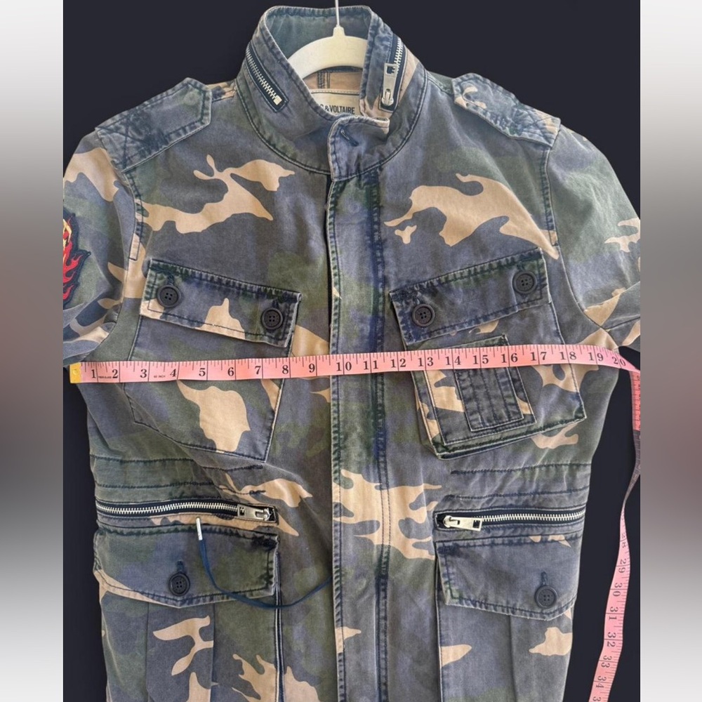 Zadig & Voltaire Kola Camou Military Field Jacket Skull Patch Size S - Picture 7 of 8